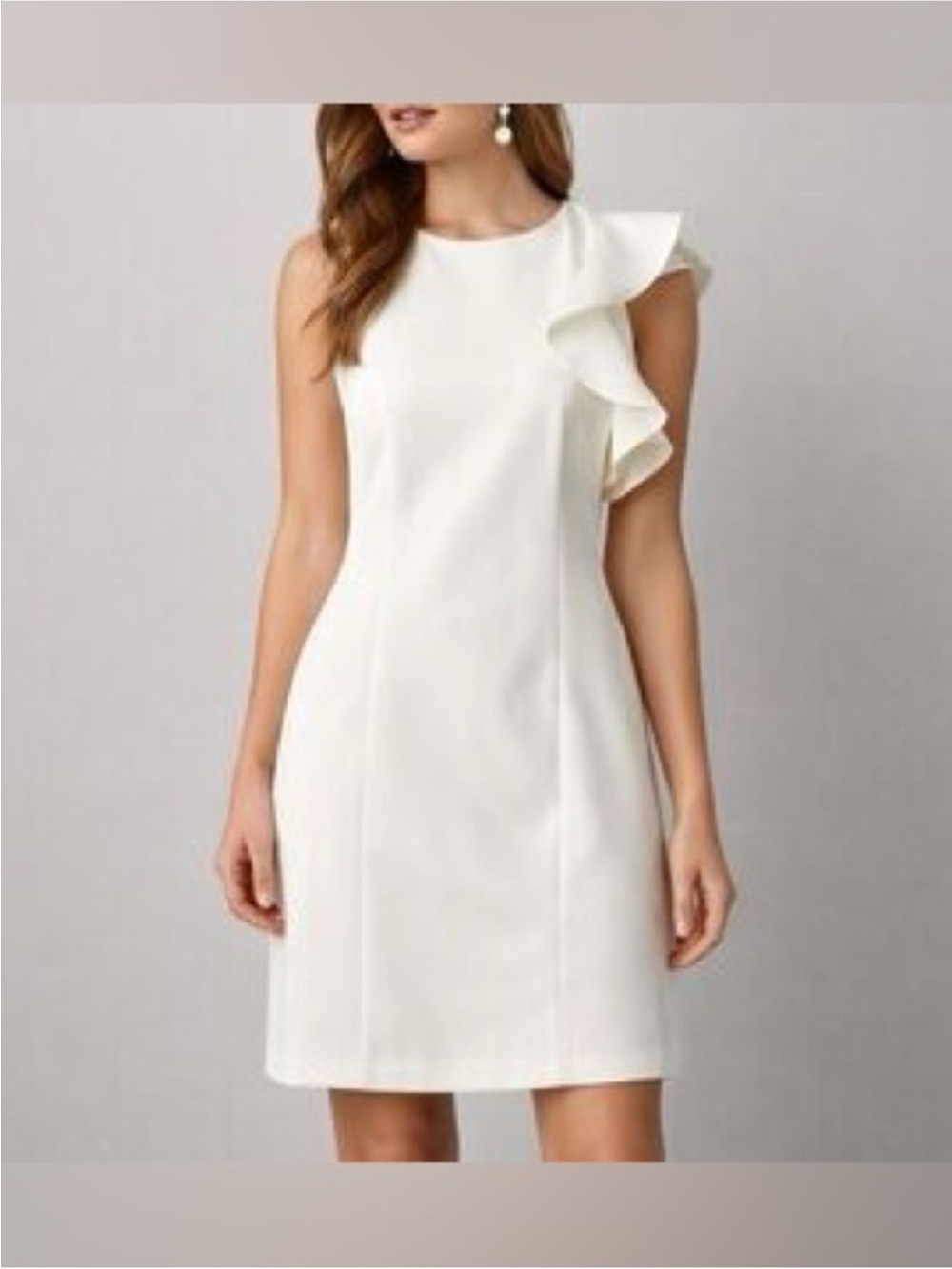 Nine West White Ruffle Sleeve Mini Dress
